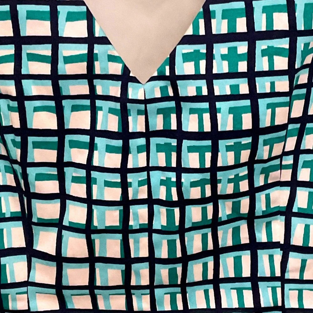 Kate Spade NY Tatiana Blue Green Peplum Check Top Shirt Blouse S cotton preppy